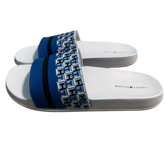 NWOT Tommy Hilfiger Blue Patterned Slides - Picture 2 of 7
